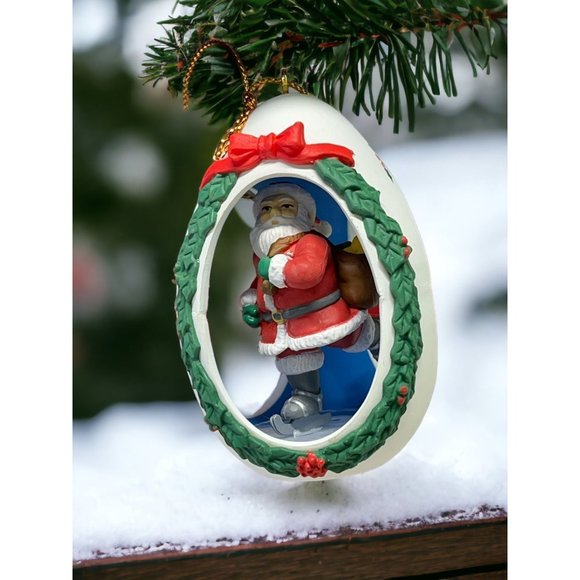 Egg Santa Claus Ice Skating Christmas Tree Ornament with Original Box 1991 - Picture 1 of 9